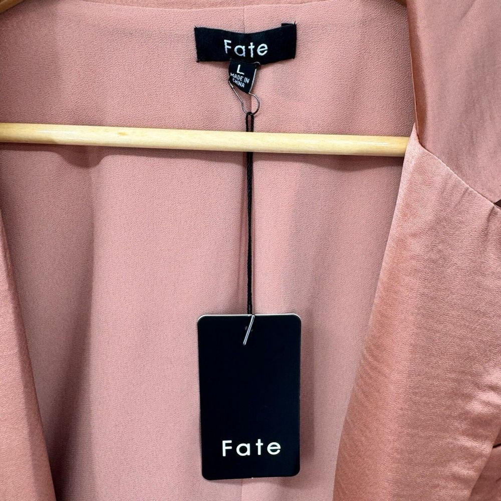 FATE 2pc Satin Cropped Wrap Blazer & Wide Leg Pant‎ Set Brown Medium Large NWT - Picture 9 of 16